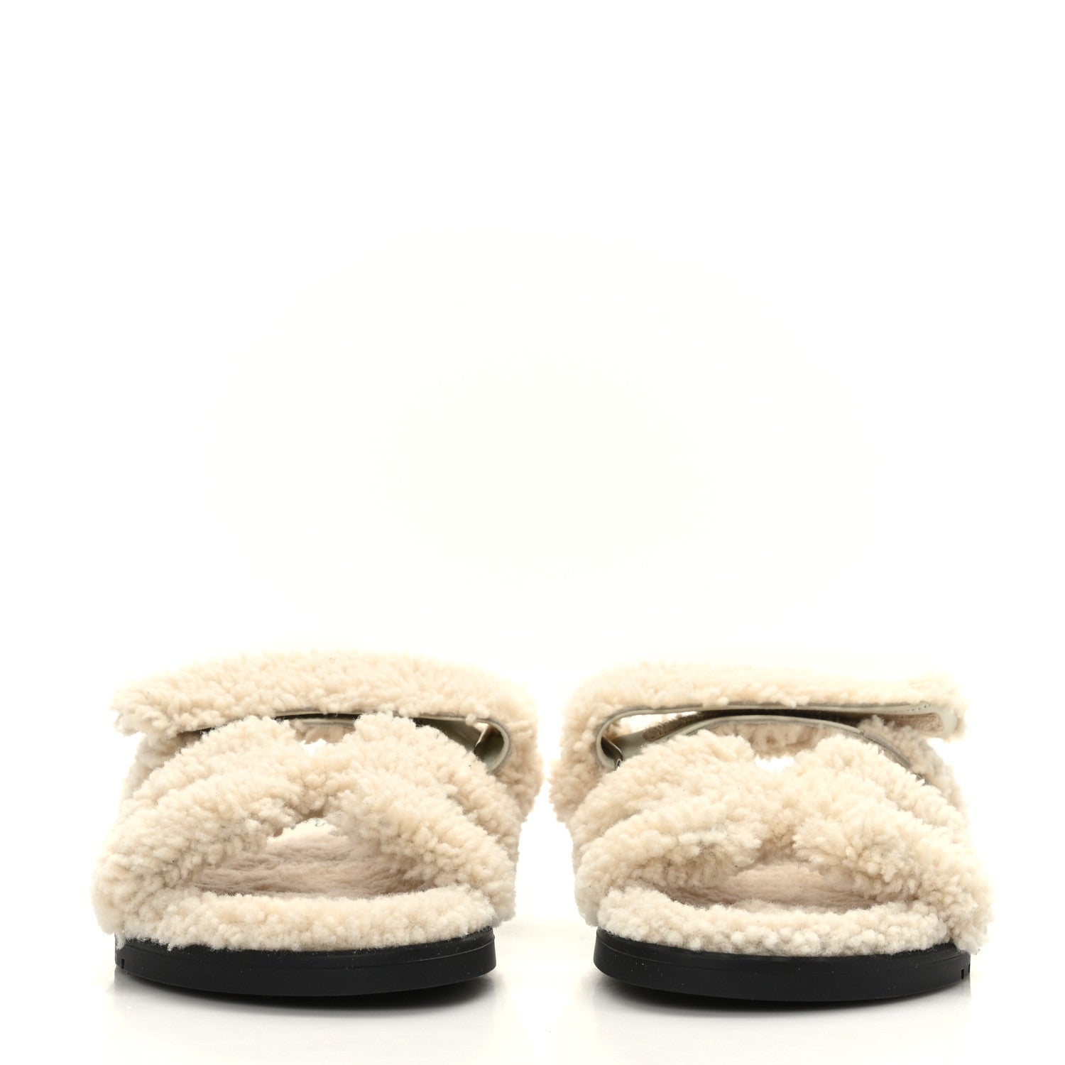 Hermes Woolskin Womens Chypre Sandals 38 Ecru 2 of 8