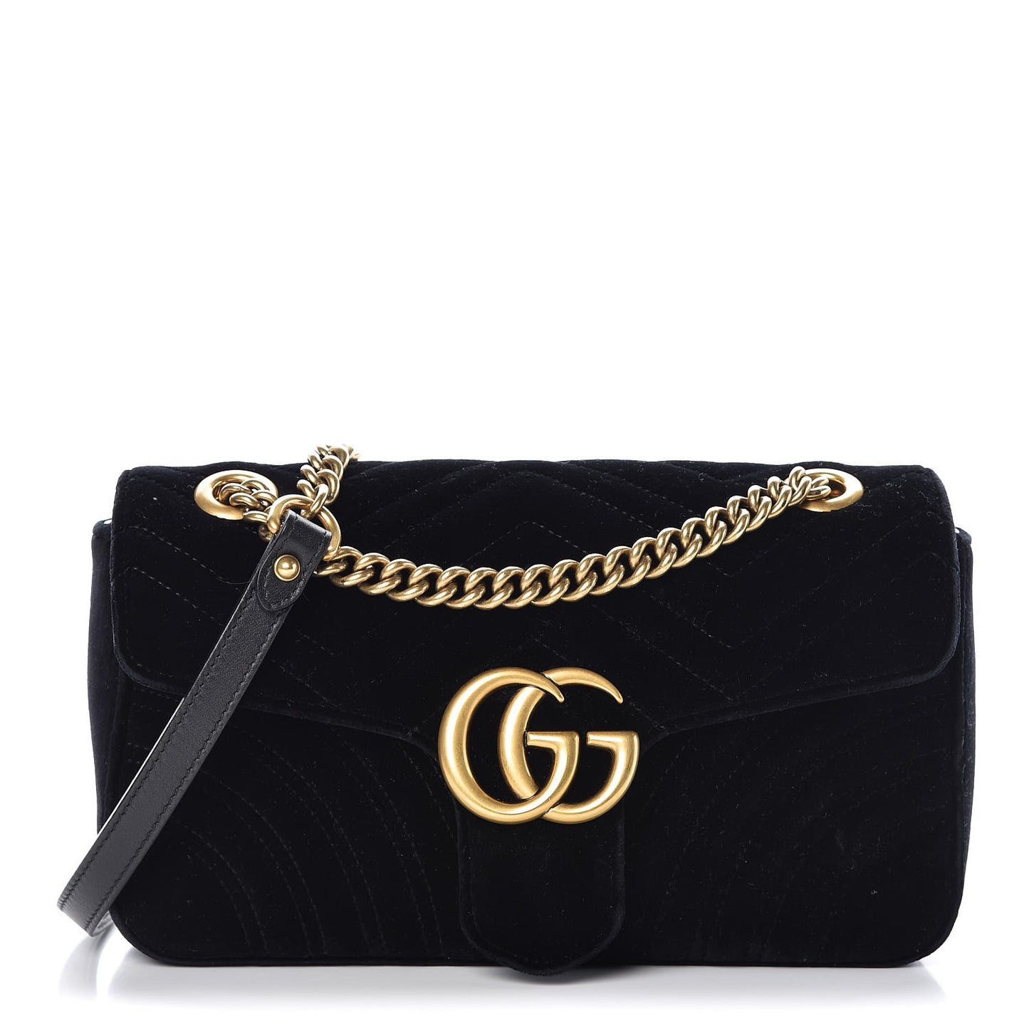 Velvet Matelasse Small GG Marmont Shoulder Bag Black