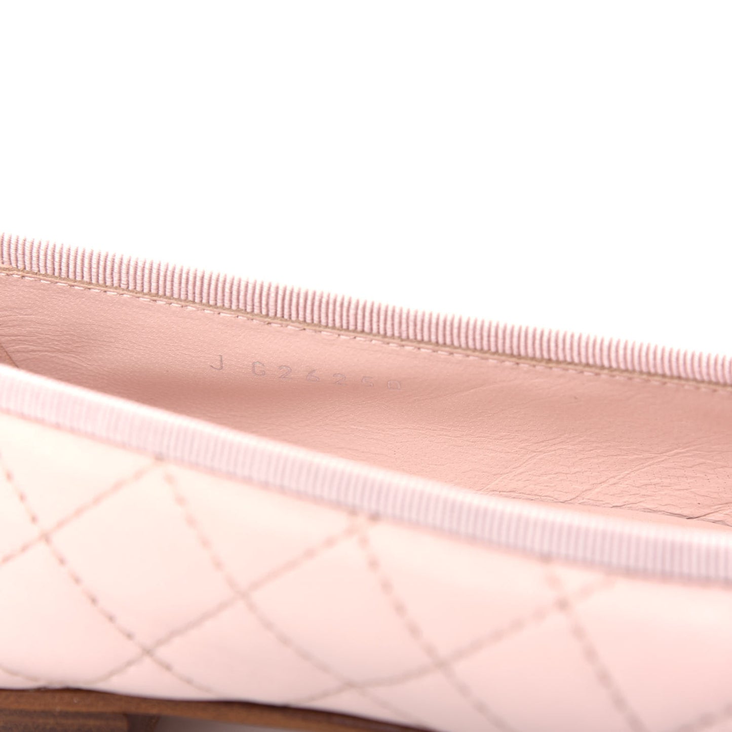 Lambskin Quilted Cap Toe Ballerina Flats 38.5 Light Pink