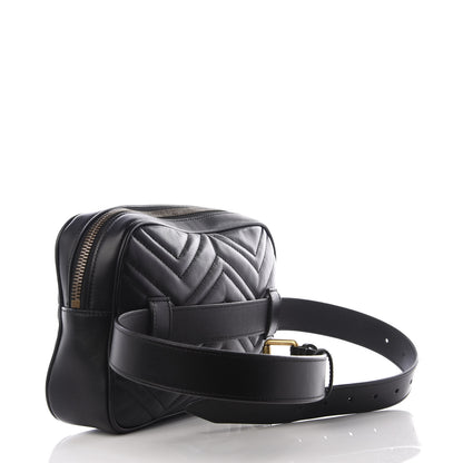Gucci Calfskin Matelasse Mens GG Marmont Belt Bag 90 36 Black 2 of 8