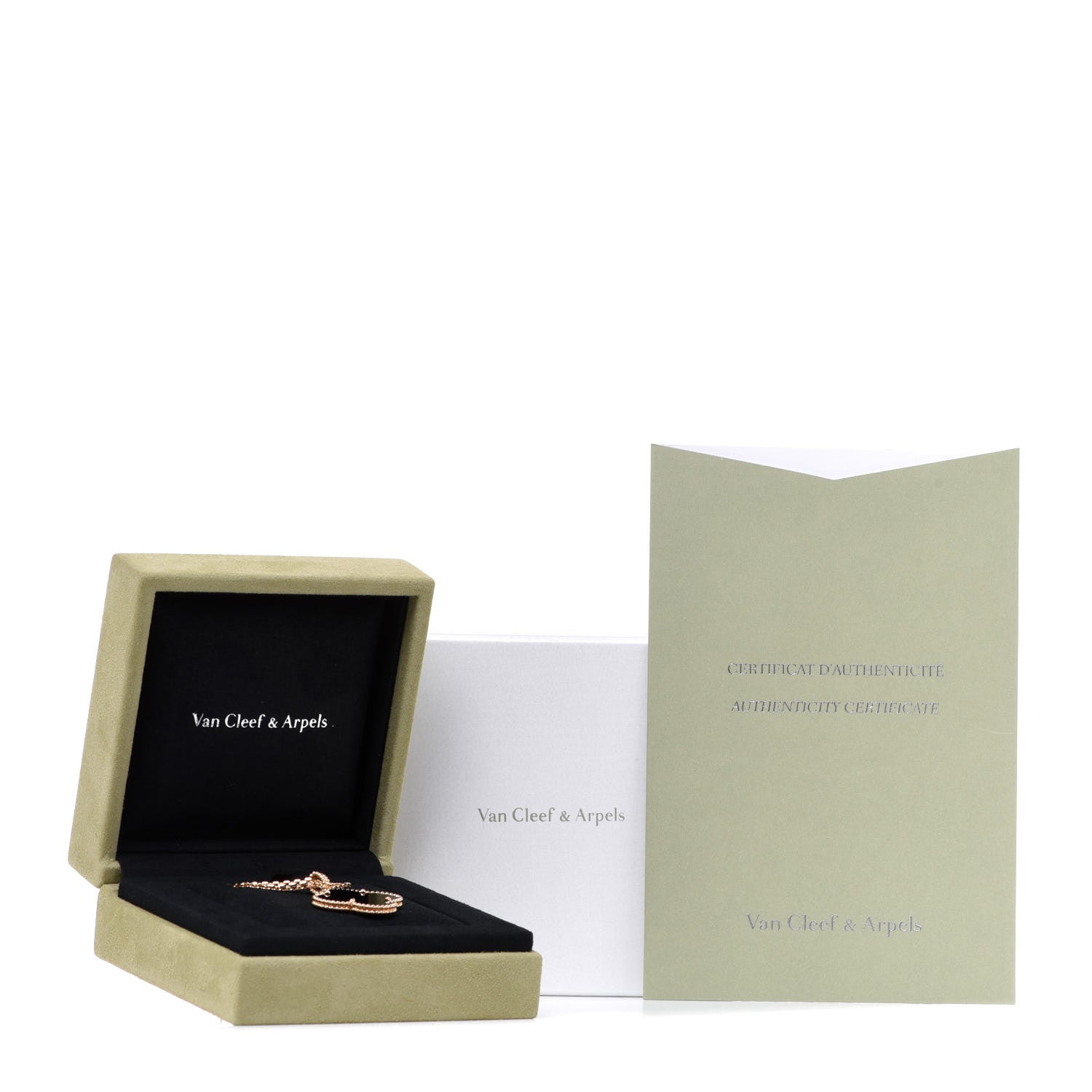 Van Cleef & Arpels 18K Yellow Gold Black Onyx Magic Alhambra Pendant Necklace 6 of 6