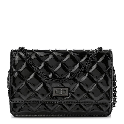 Chanel Patent Calfskin Quilted Reissue Wallet On Chain WOC So Black 1 of 12