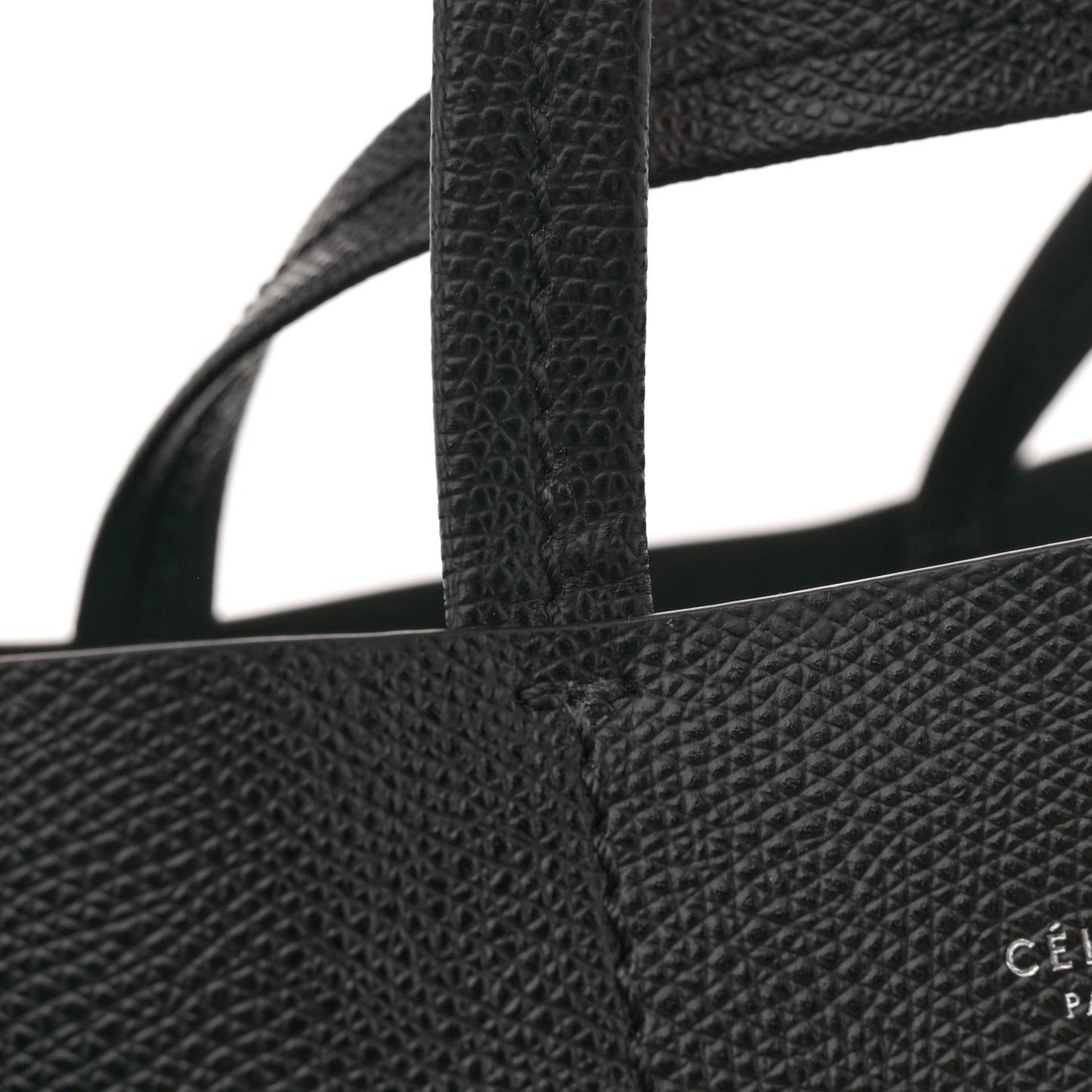Grained Calfskin Small Vertical Cabas Black