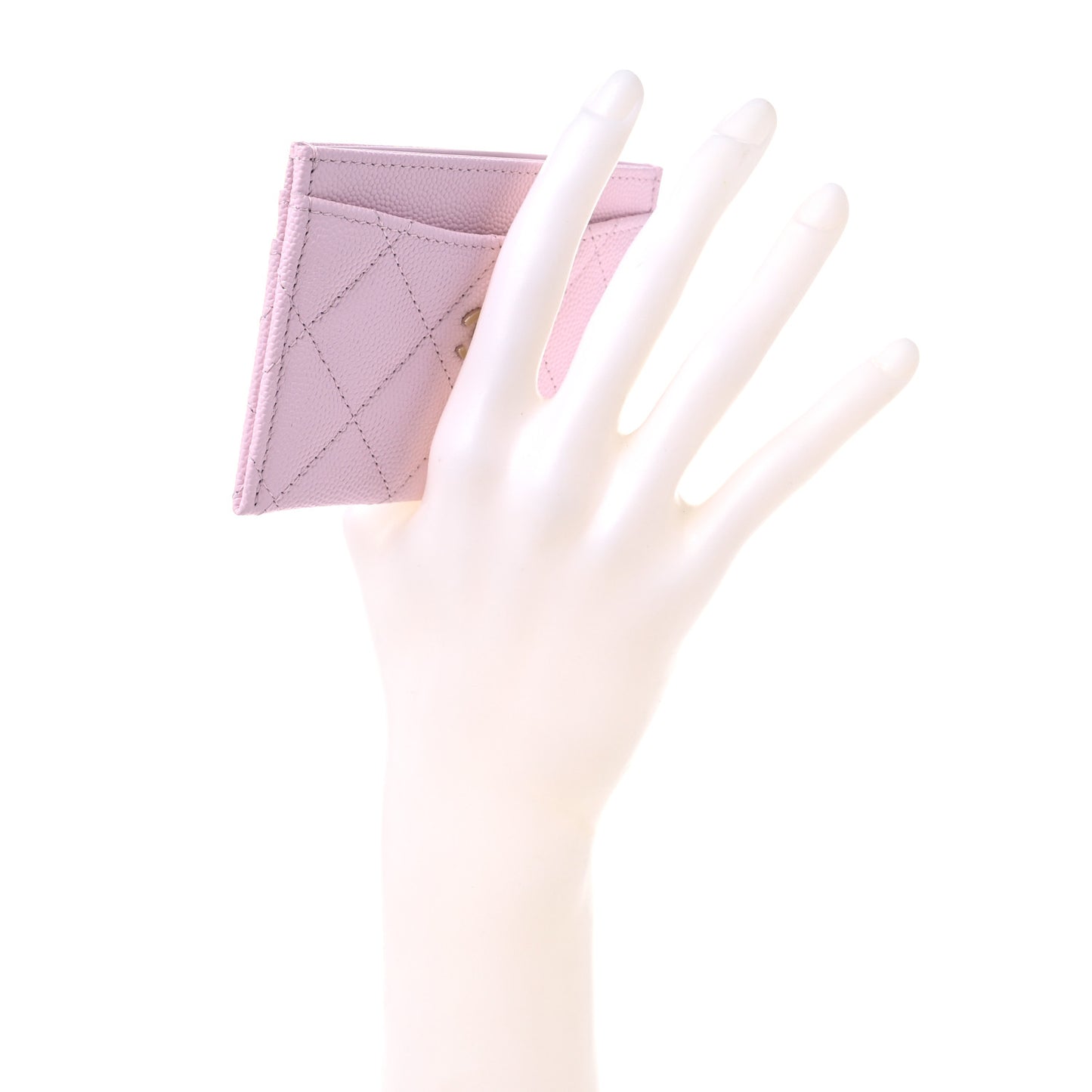 Caviar Quilted Card Holder Light Pink
