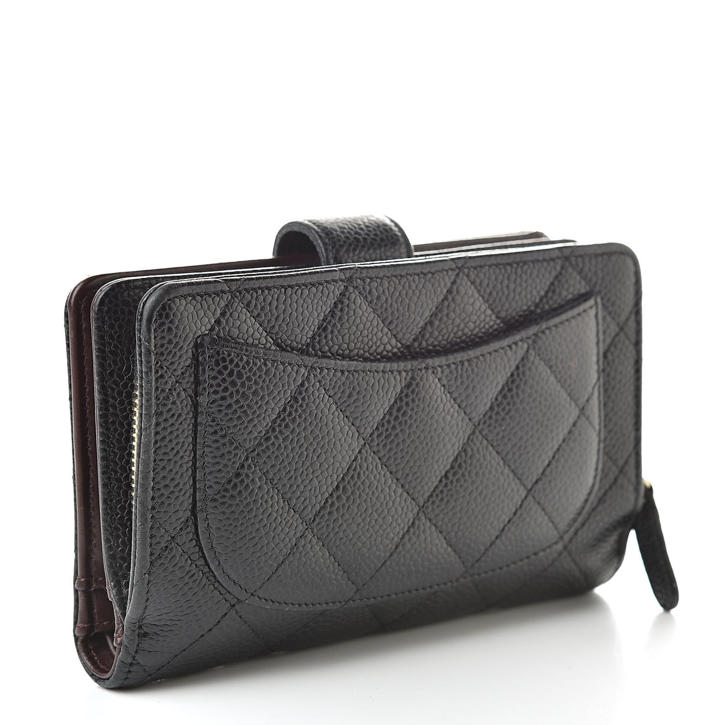 Caviar Quilted Zipped Pocket Wallet Black