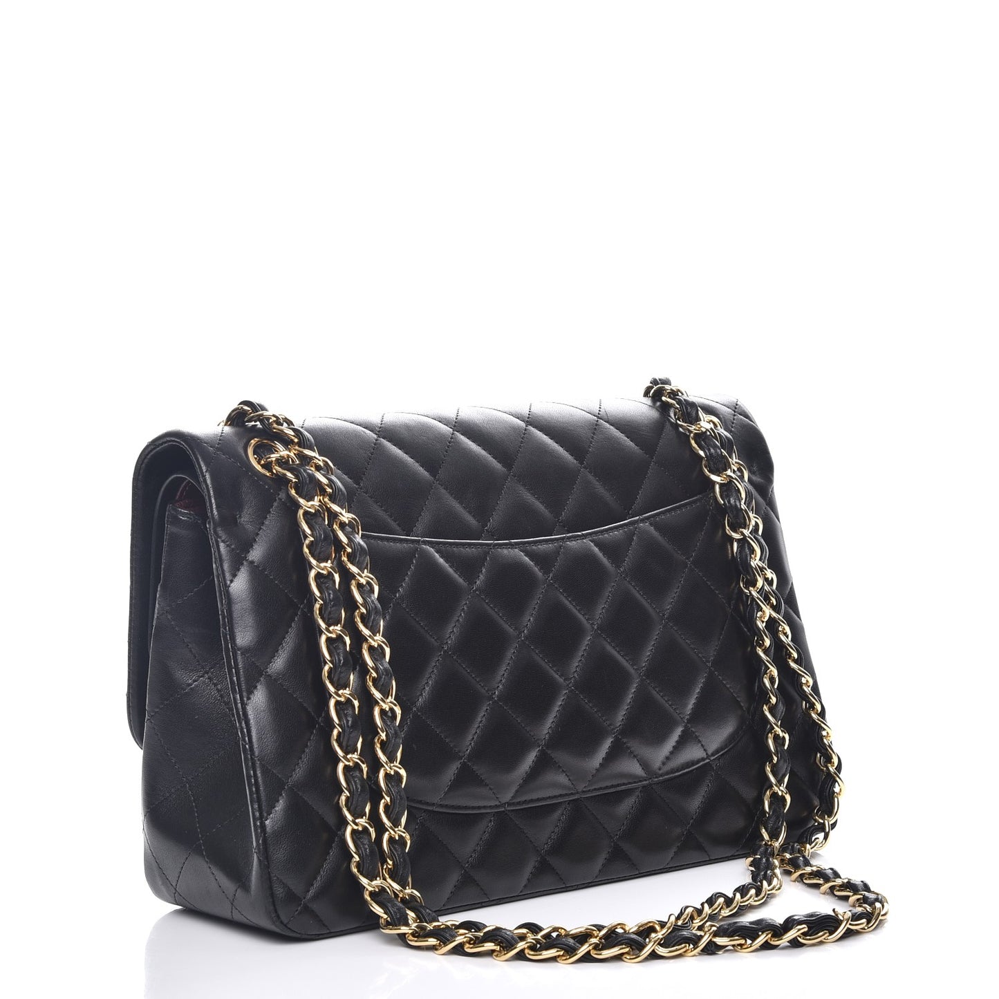 Lambskin Quilted Jumbo Double Flap Black