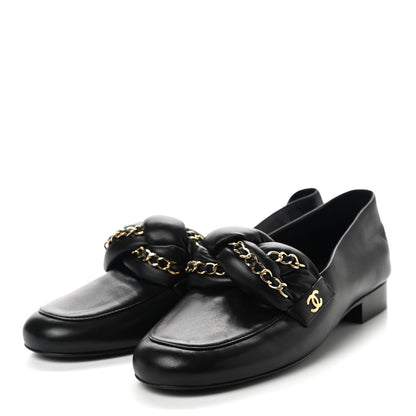 Chanel Lambskin CC Braided Chain Loafers 37.5 Black 3 of 12