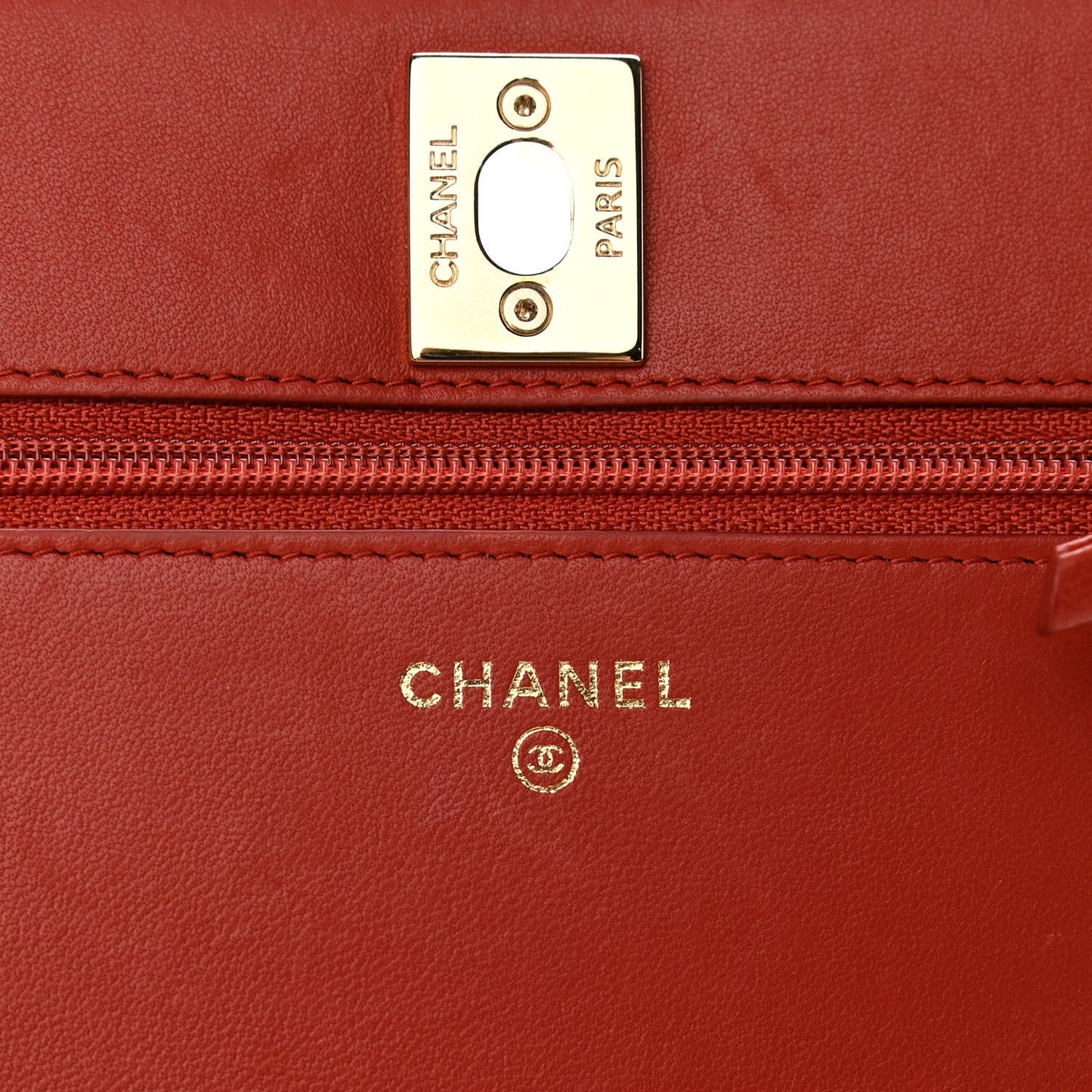 Lambskin Quilted Trendy CC Wallet On Chain WOC Red