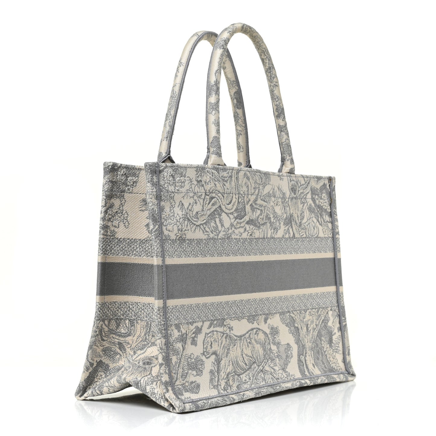 Canvas Embroidered Medium Dioriviera Toile De Jouy Book Tote Gray