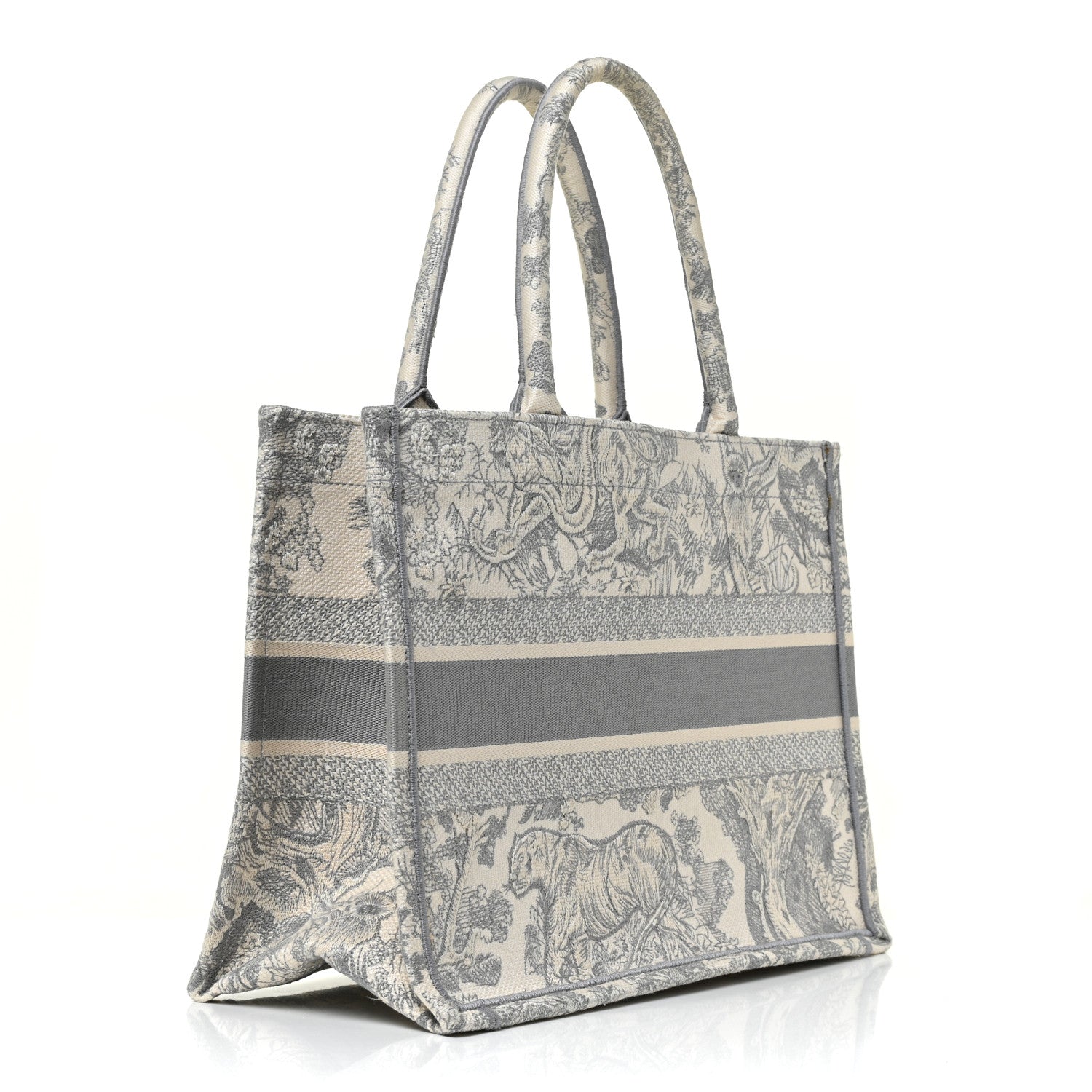 Christian Dior Canvas Embroidered Medium Dioriviera Toile De Jouy Book Tote Gray 3 of 9