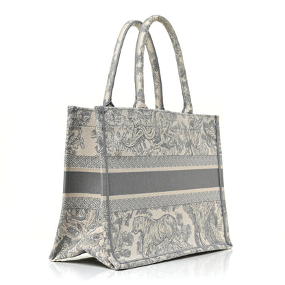 Christian Dior Canvas Embroidered Medium Dioriviera Toile De Jouy Book Tote Gray 3 of 9