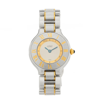 Cartier Stainless Steel 18K Yellow Gold 28mm Must de 21 Quartz Watch 1 of 4