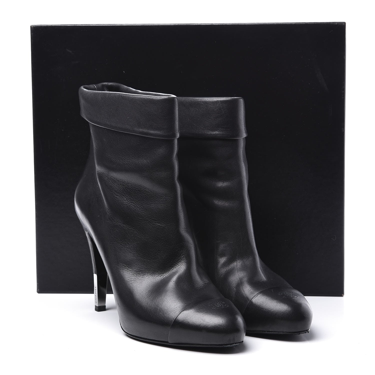Chanel Lambskin CC Cap Toe Ankle Boots 39 Black 11 of 11