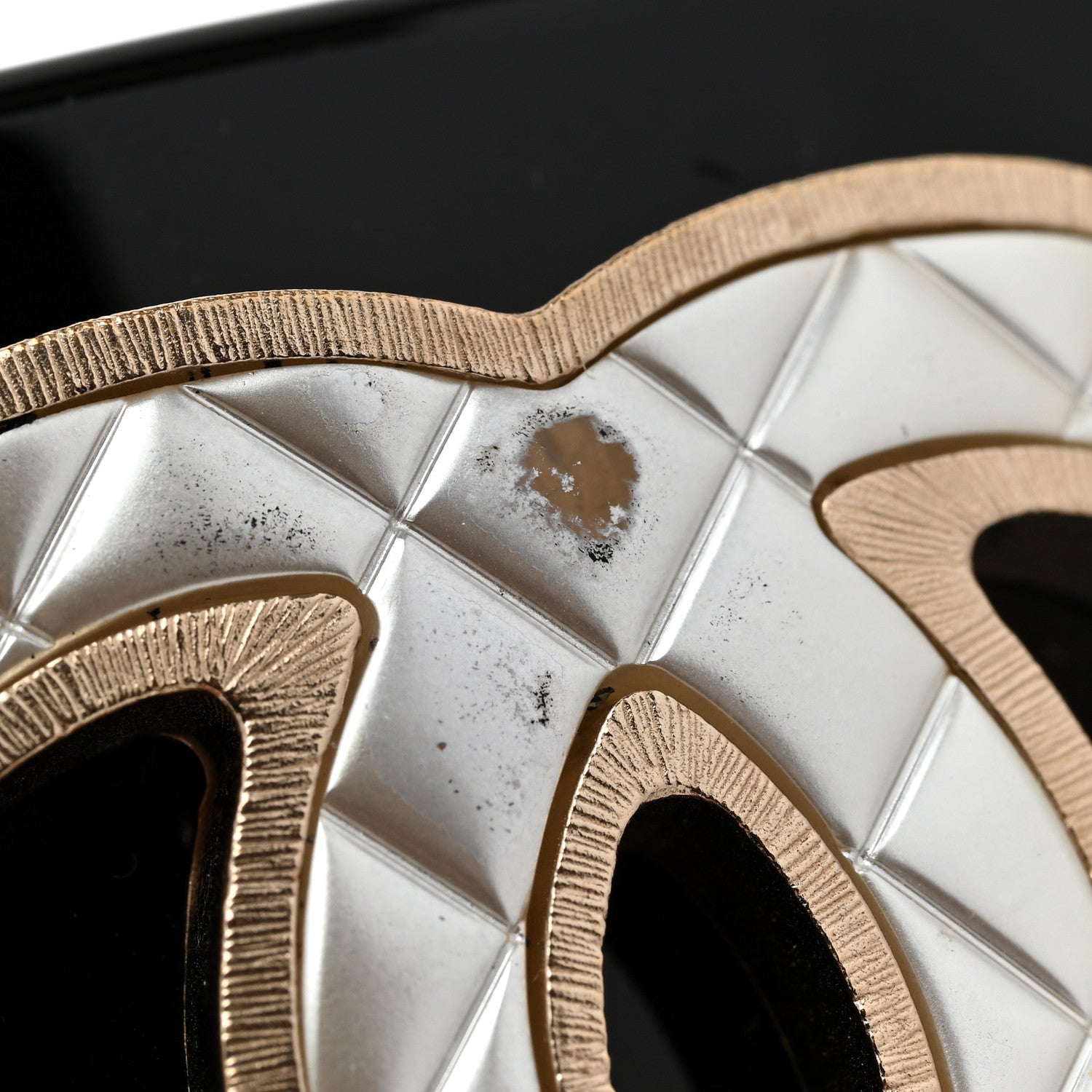 Chanel Resin Quilted CC Cuff Black Gold 7 of 8