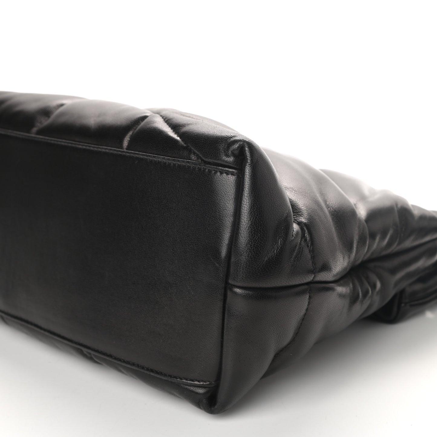 Lambskin Quilted Medium Loulou Puffer Monogram Chain Satchel Black