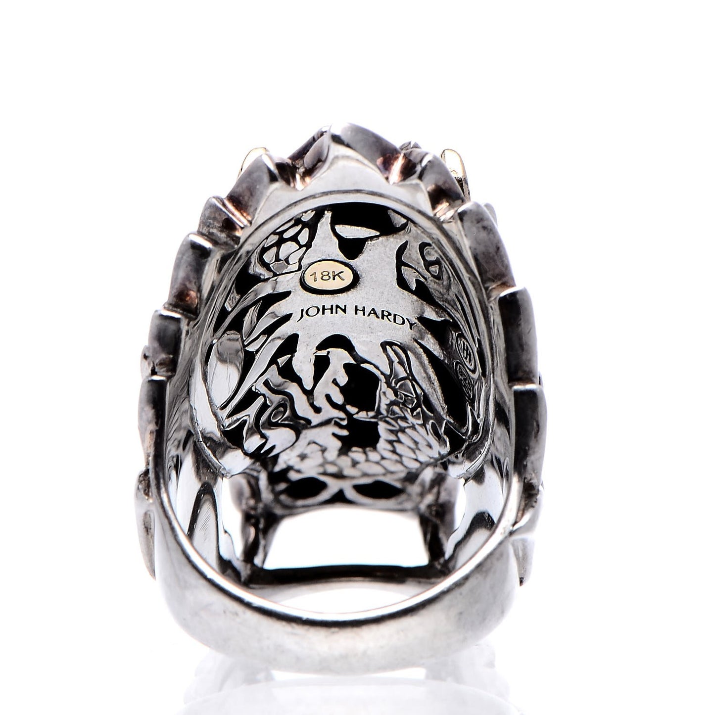 Sterling Silver 18K Yellow Gold Ruby Naga Dragon Head Ring 52 6
