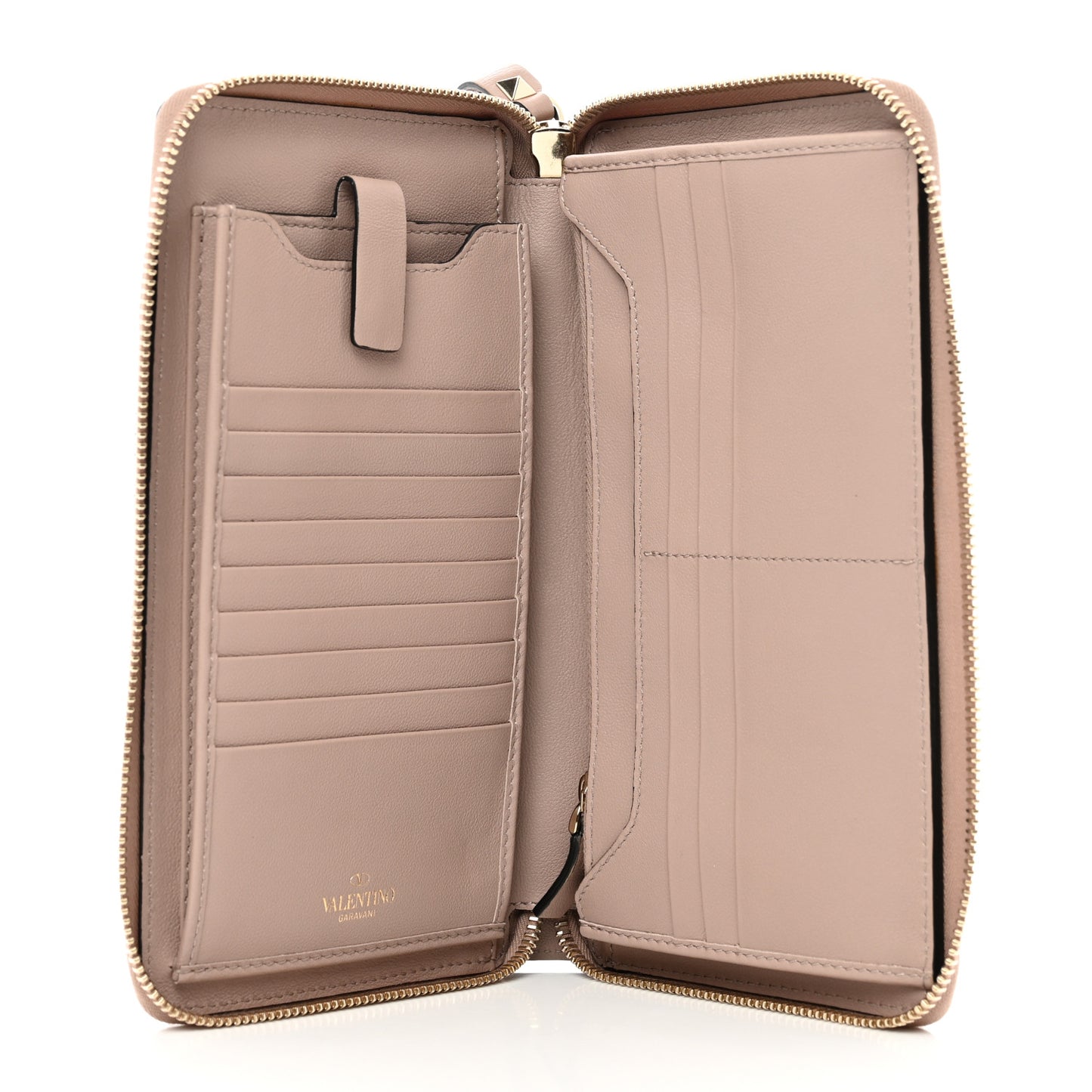 Vitello Rockstud Top Handle Travel Wallet Poudre