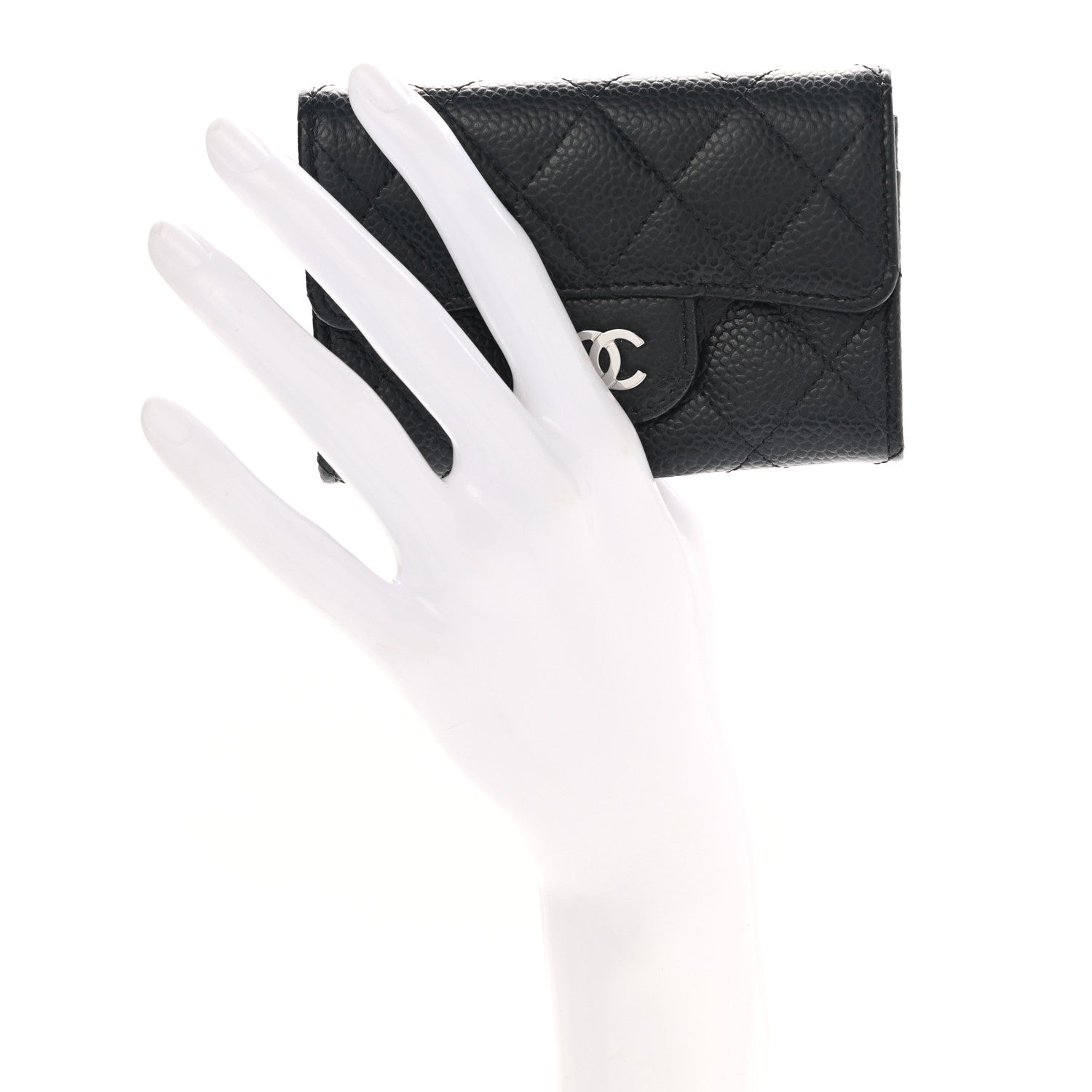 Chanel Caviar Quilted Flap Card Holder Wallet Black 2 of 9