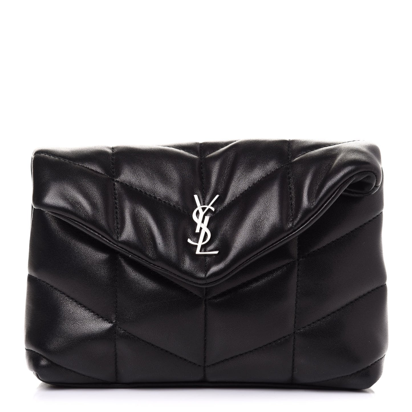 Lambskin Monogram Loulou Puffer Pouch Clutch Black
