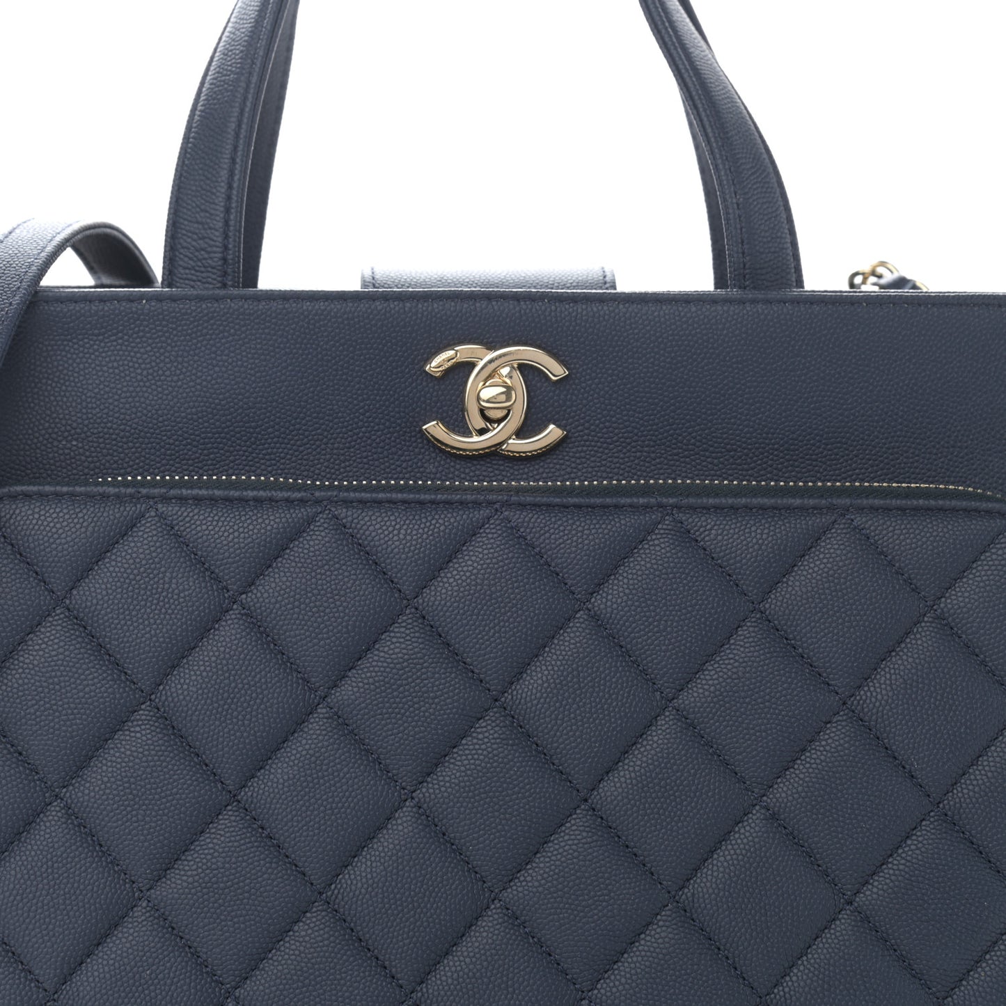 Caviar Quilted Large Business Affinity Shopping Bag Navy