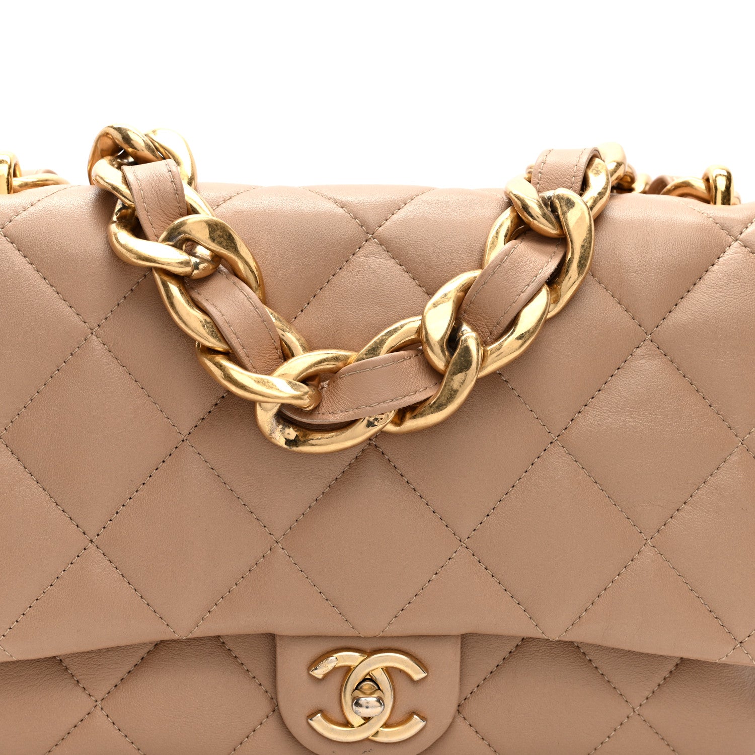 Chanel Lambskin Quilted Large CC Funky Town Flap Beige 8 of 10