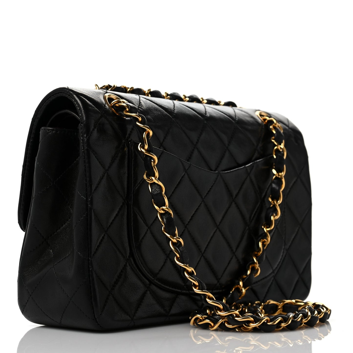 Lambskin Quilted Small Double Flap Black