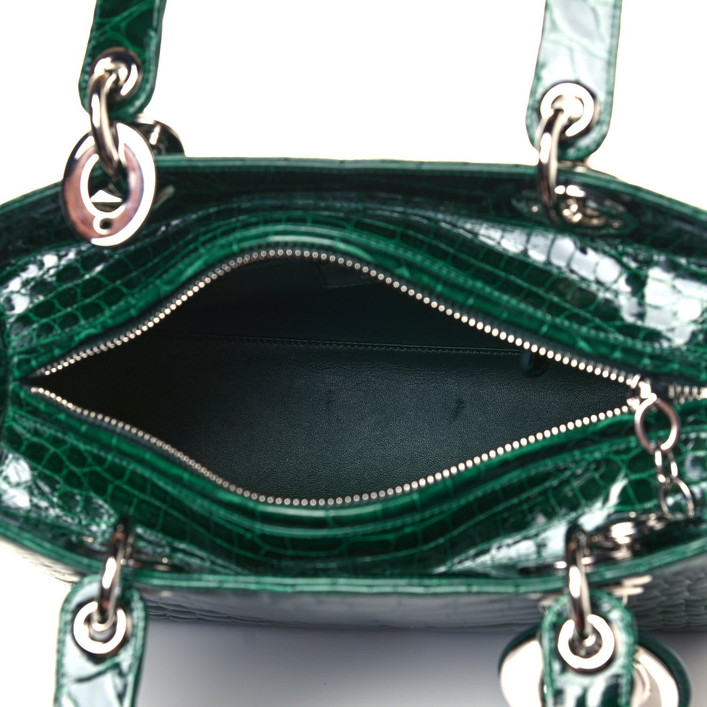 Alligator Medium Lady Dior Dark Green