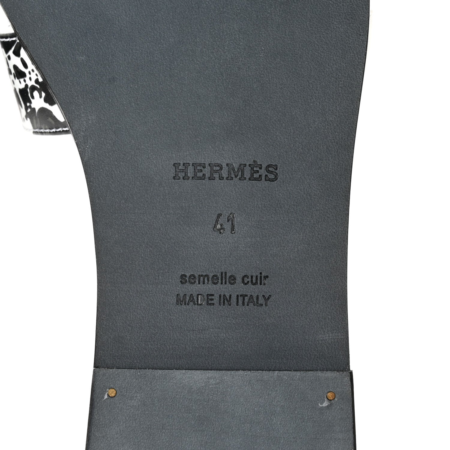 Hermes Calfskin Peinture Fraiche Oran Sandals 41 White Black 6 of 11