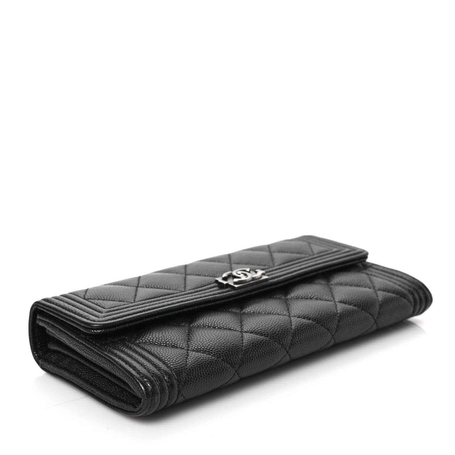 Chanel Caviar Quilted Large Boy Gusset Flap Wallet Black 4 of 7