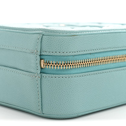 Chanel Caviar Quilted CC North South Filigree Vanity Case Light Blue 10 of 11