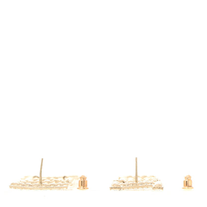 Chanel Crystal Cha-Nel Logo Drop Earrings Gold 3 of 4