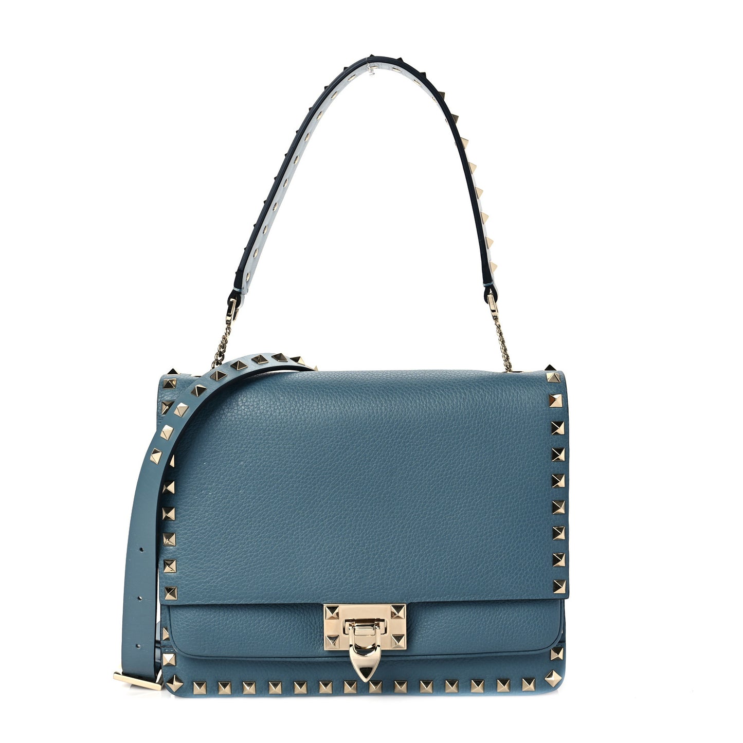 Grainy Calfskin Rockstud Flap Crossbody Bag Amadeus