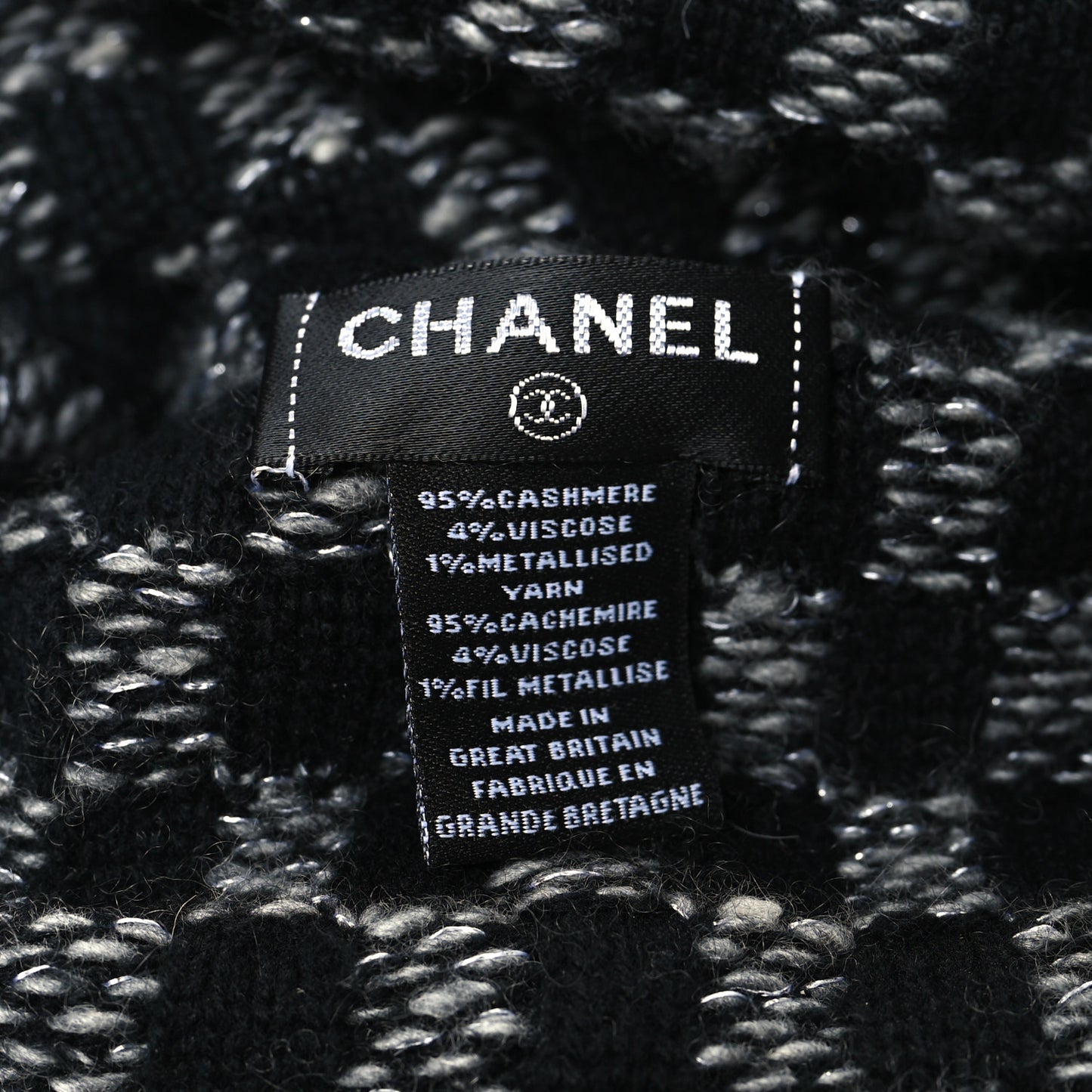 Cashmere Blend CC Beanie Hat Grey Black