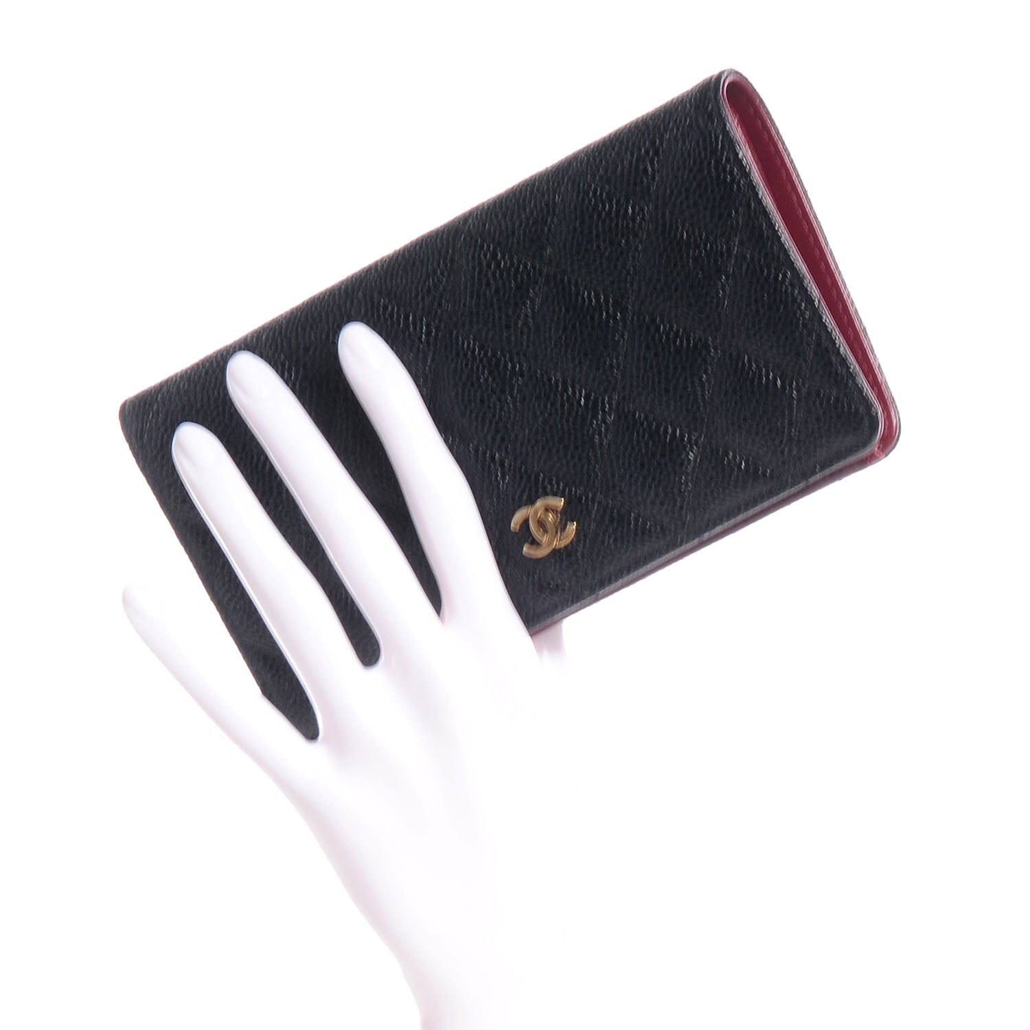 Chanel Caviar Quilted Yen Wallet Black 2 of 9