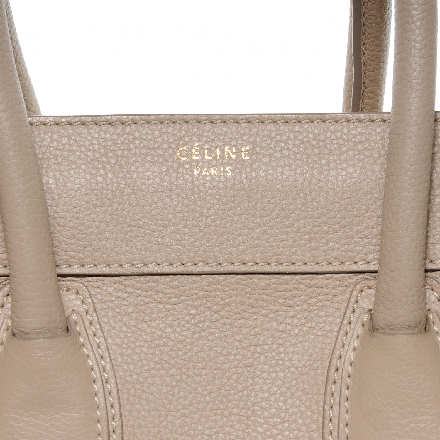Celine Drummed Calfskin Mini Luggage Dune 5 of 8