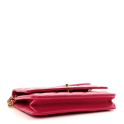 Chanel Caviar Quilted Twist Your Buttons Wallet On Chain WOC Fuchsia 4 of 11