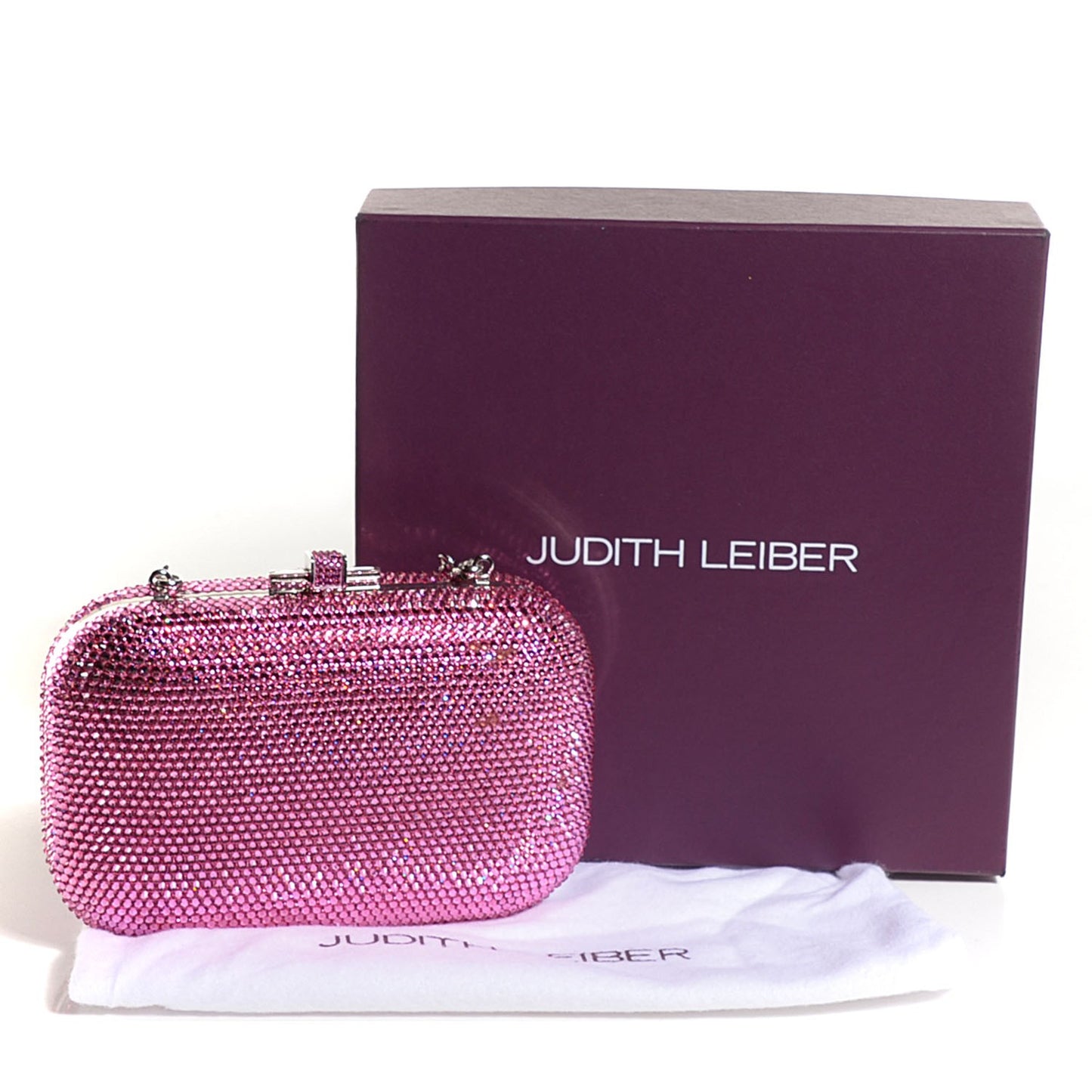 Crystal Slide Lock Minaudière Clutch Rose