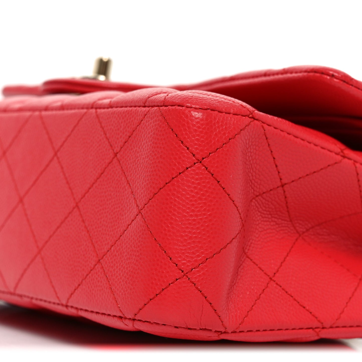 Caviar Quilted Medium Double Flap Red