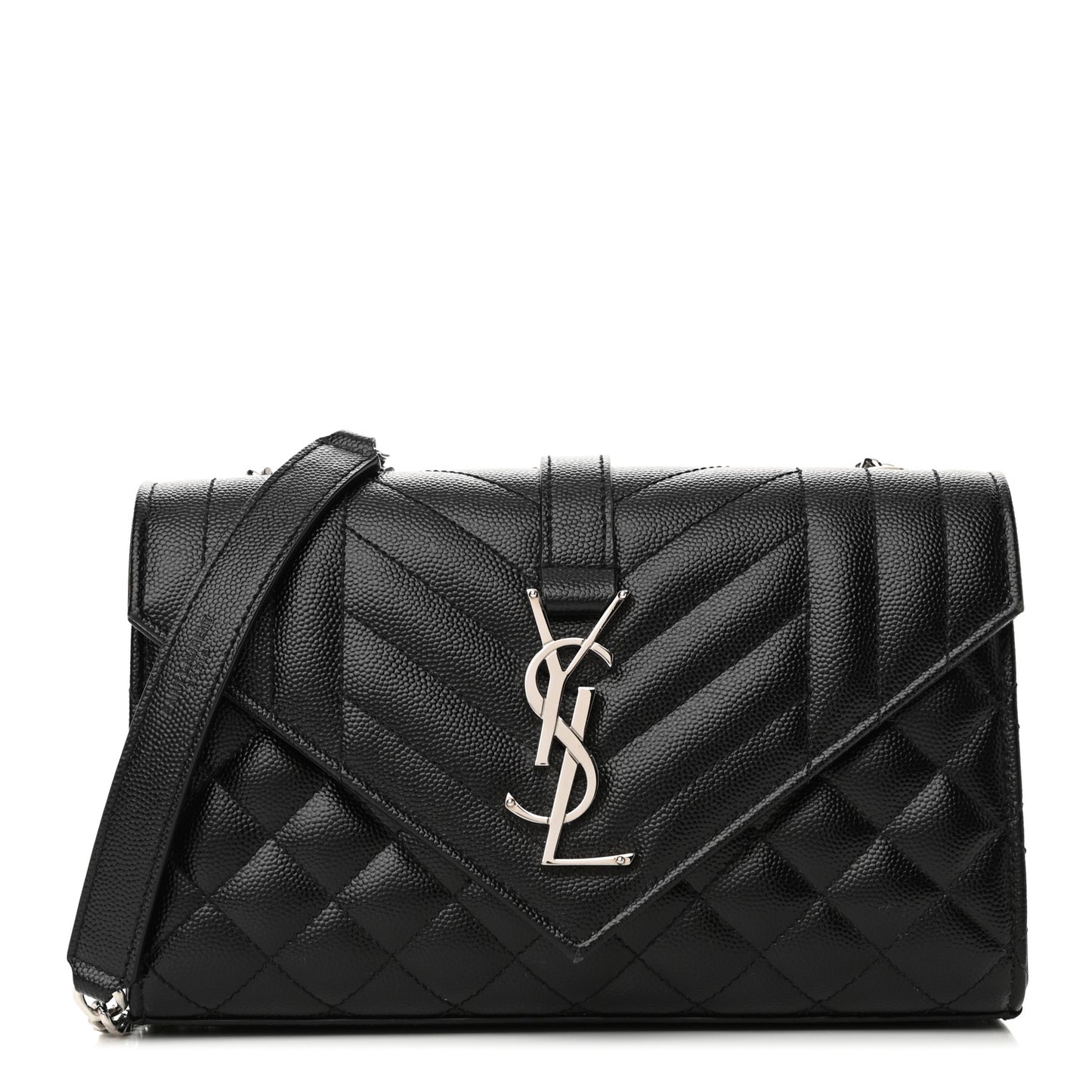 Grain De Poudre Textured Mixed Matelasse Triquilt Small Monogram Satchel Black