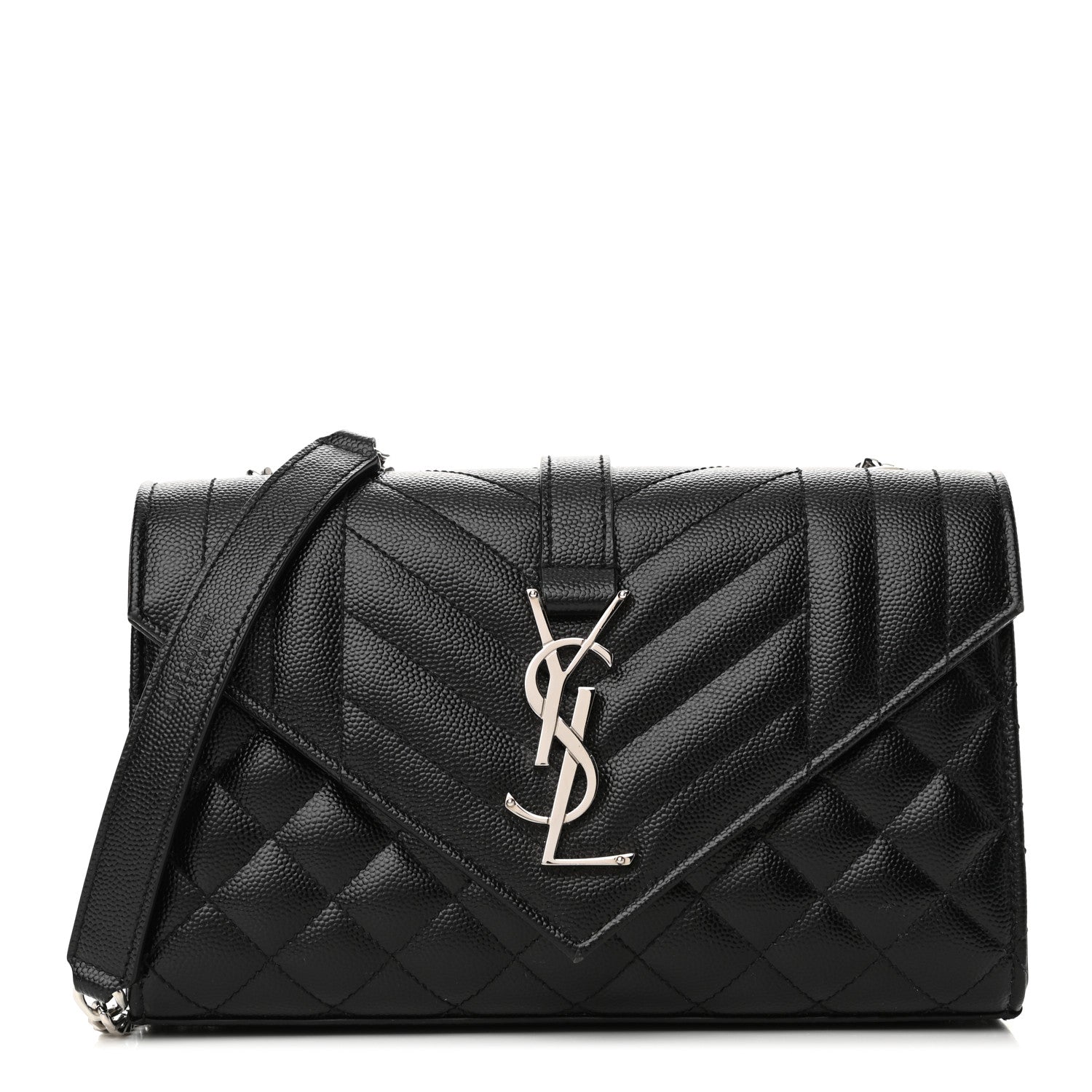 Saint Laurent Grain De Poudre Textured Mixed Matelasse Triquilt Small Monogram Satchel Black 1 of 9
