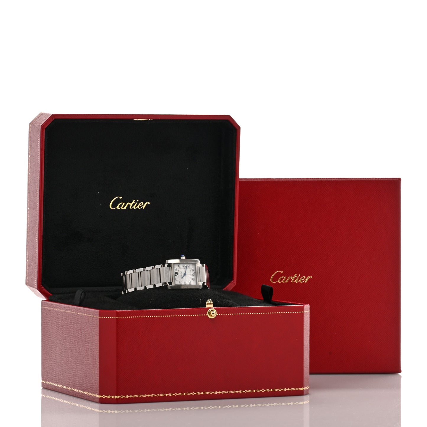 Stainless Steel Diamond 20mm Tank Francaise Quartz Watch