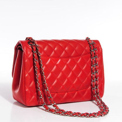 Chanel Lambskin Quilted Jumbo Double Flap Red 3 of 9