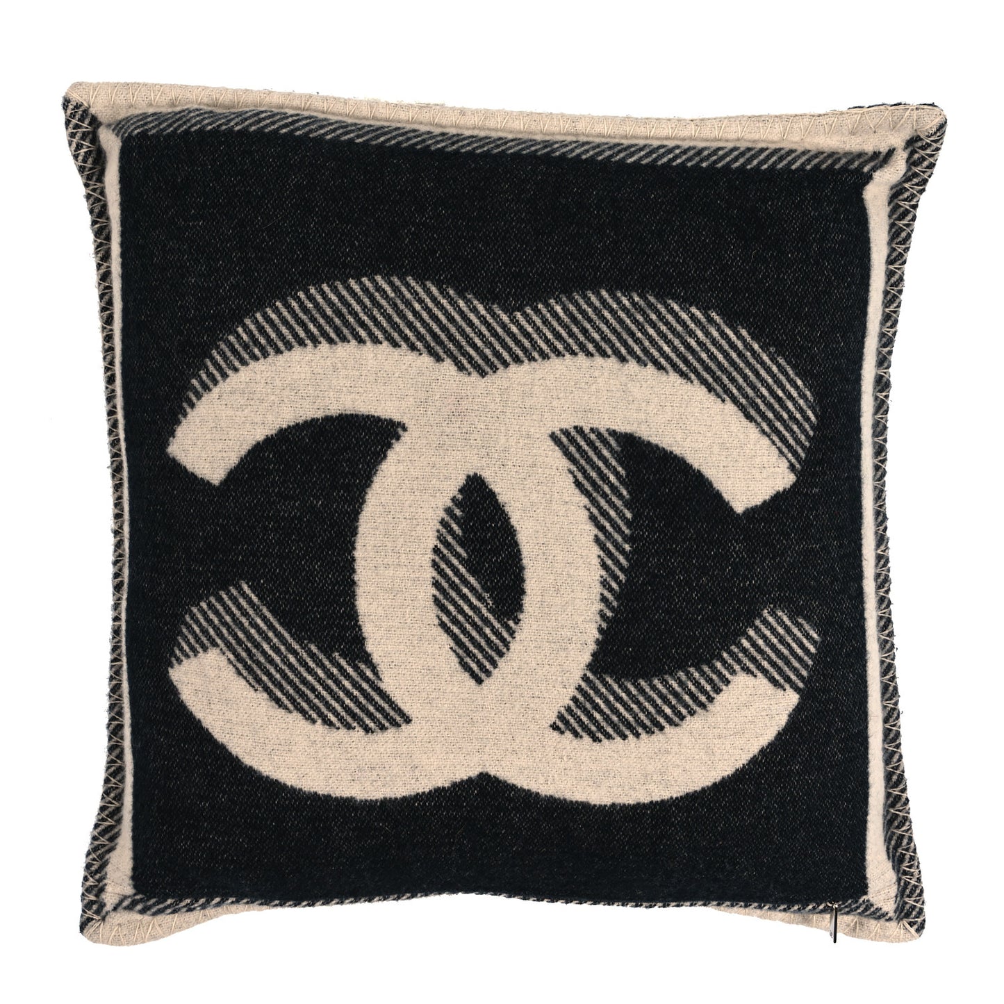 Merino Wool Cashmere CC Pillow Beige Black