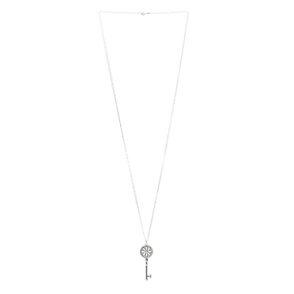 Tiffany Sterling Silver Diamond Large Daisy Key Pendant Link Necklace 3 of 5