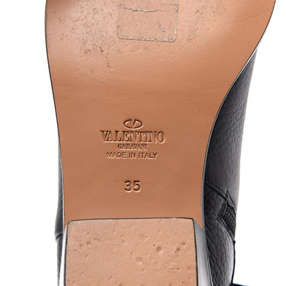 Valentino Garavani Grained Calfskin Rockstud Single Buckle 35mm Cowboy Ankle Boots 35 Black 6 of 10