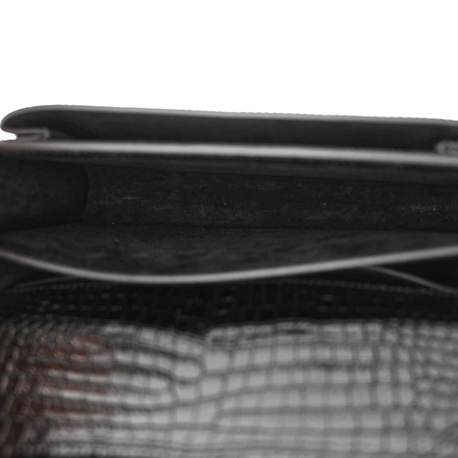 Saint Laurent Calfskin Crocodile Embossed Medium Monogram Sunset Black 5 of 14