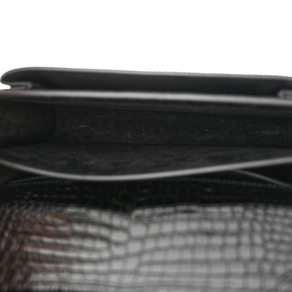 Saint Laurent Calfskin Crocodile Embossed Medium Monogram Sunset Black 5 of 14