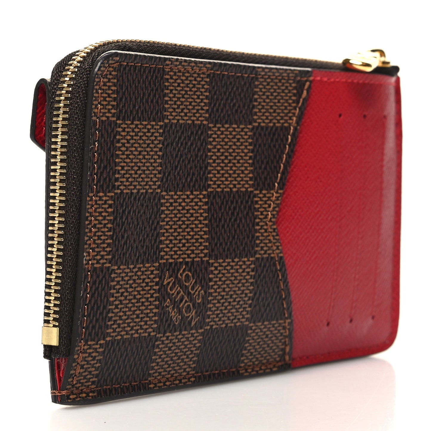 Damier Ebene Recto Verso Card Holder Red