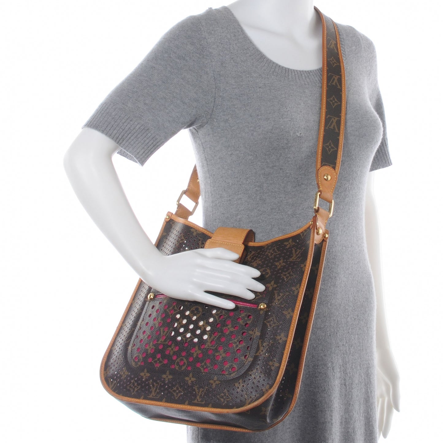 Monogram Perforated Musette Fuchsia