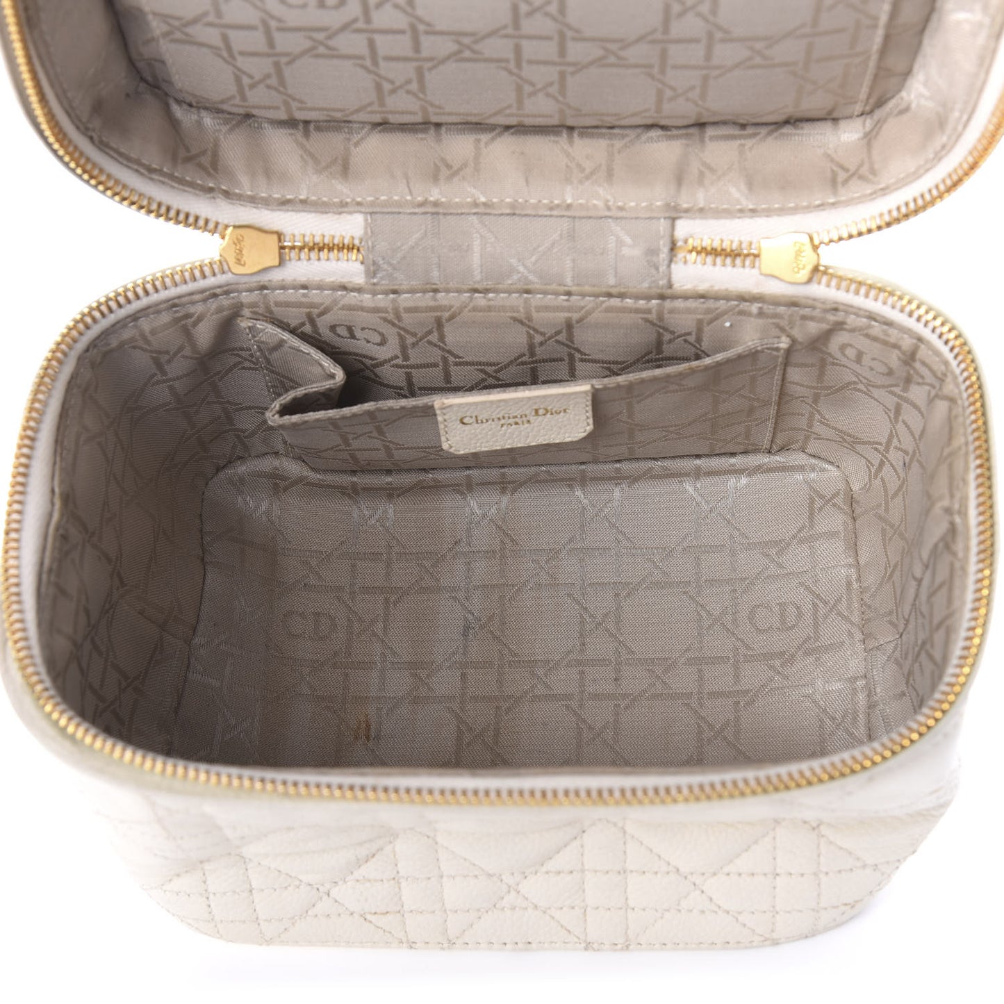 Lambskin Cannage Vanity Case White